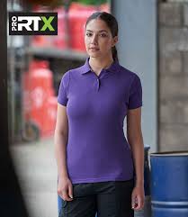 Pro RTX ladies pique polo shirt, purple, custom printed workwear