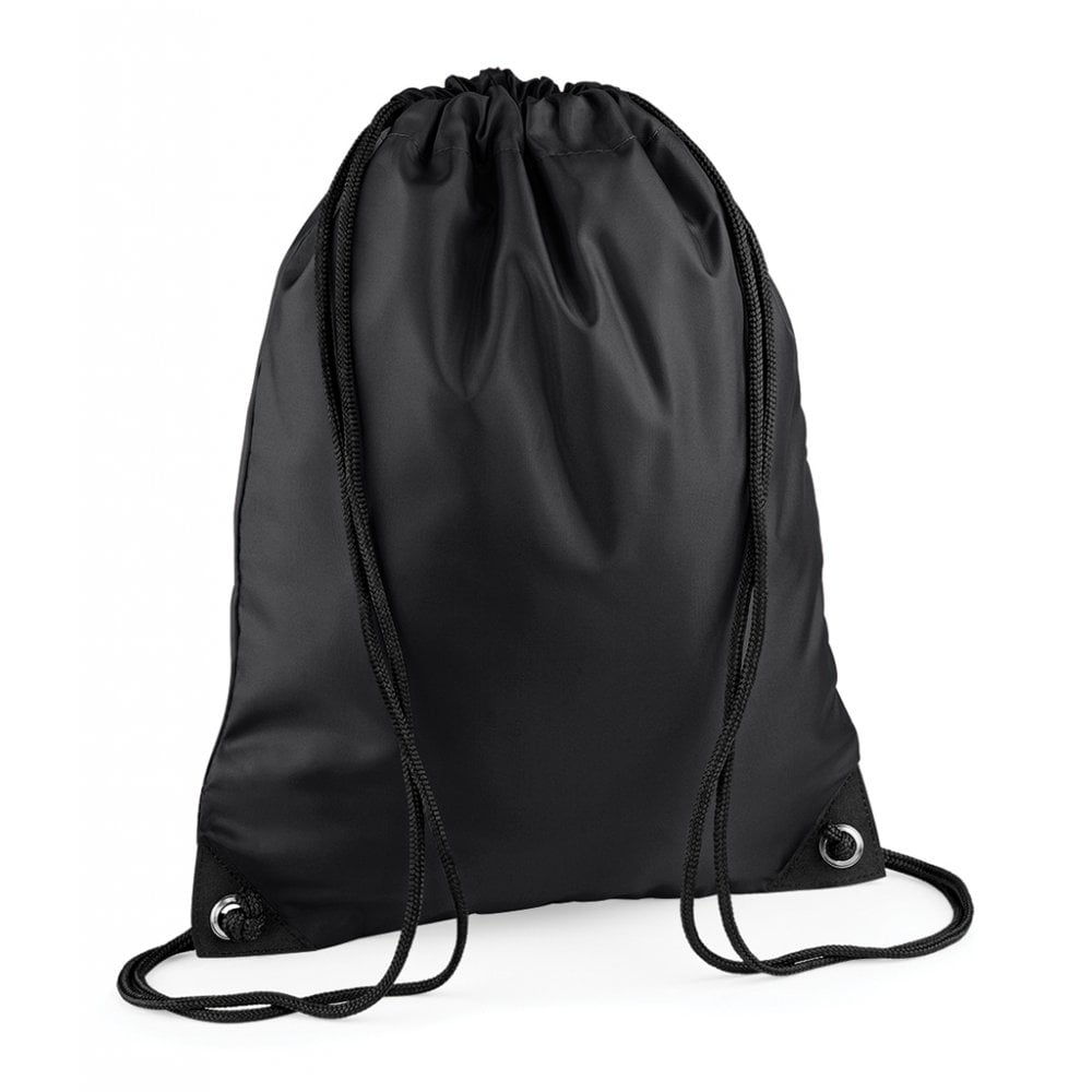 Bagbase premium gymsac, black, custom printed, personalised