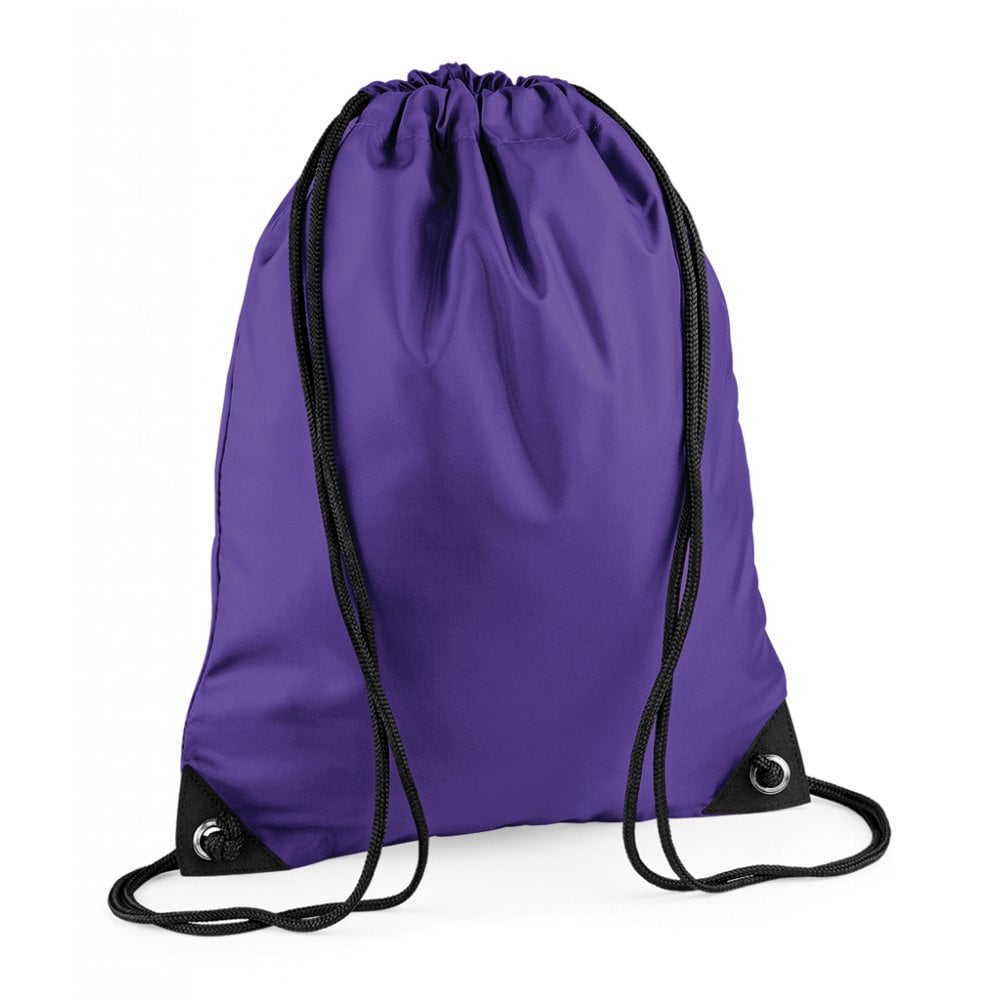 Bagbase premium gymsac, purple, custom printed, personalised