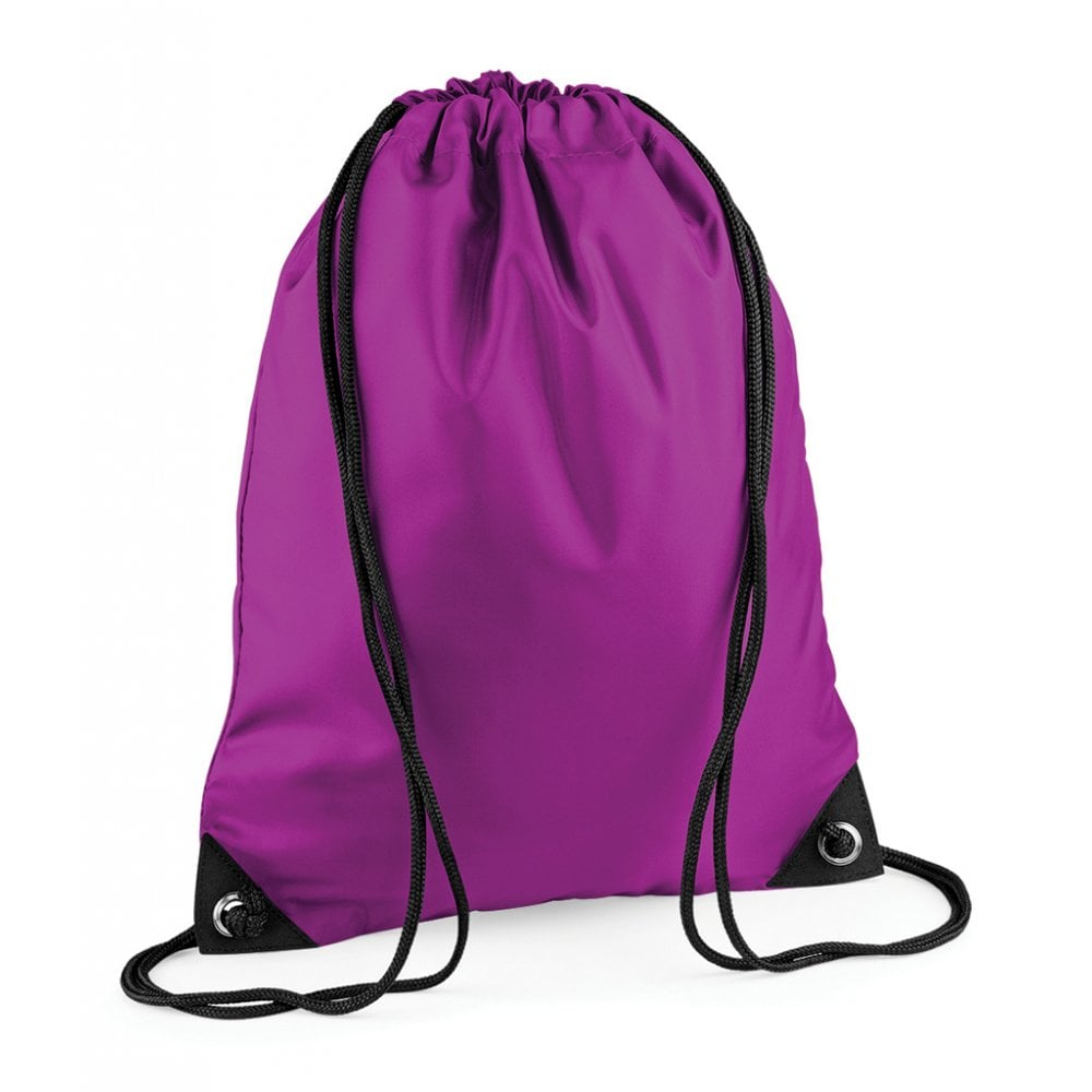 Bagbase premium gymsac, raspberry, custom printed, personalised