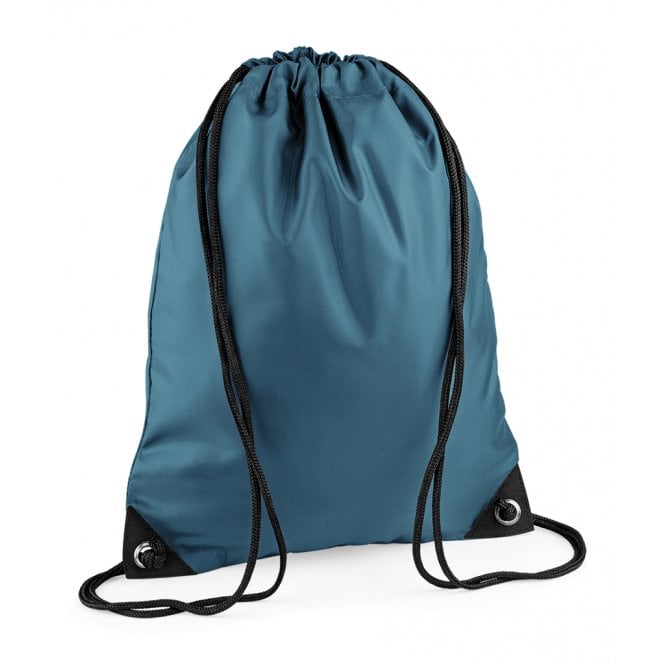 Bagbase premium gymsac, airforce blue, custom printed, personalised
