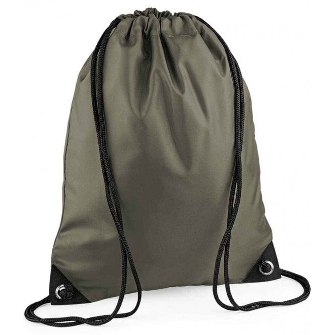 Bagbase premium gymsac, olive, custom printed, personalised