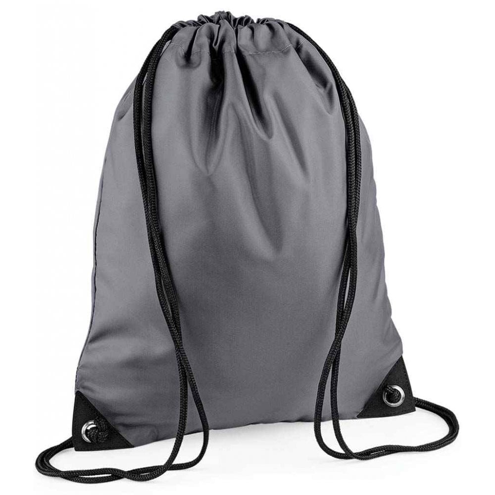 Bagbase premium gymsac, grey, custom printed, personalised