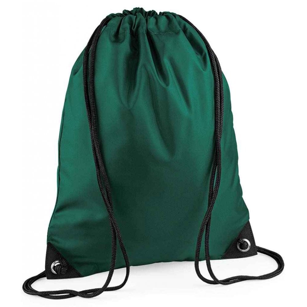 Bagbase premium gymsac, bottle green, custom printed, personalised