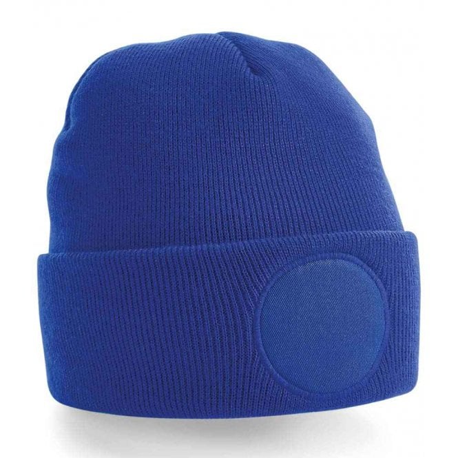 Beechfield circular patch beanie, royal blue, custom printed, personalised