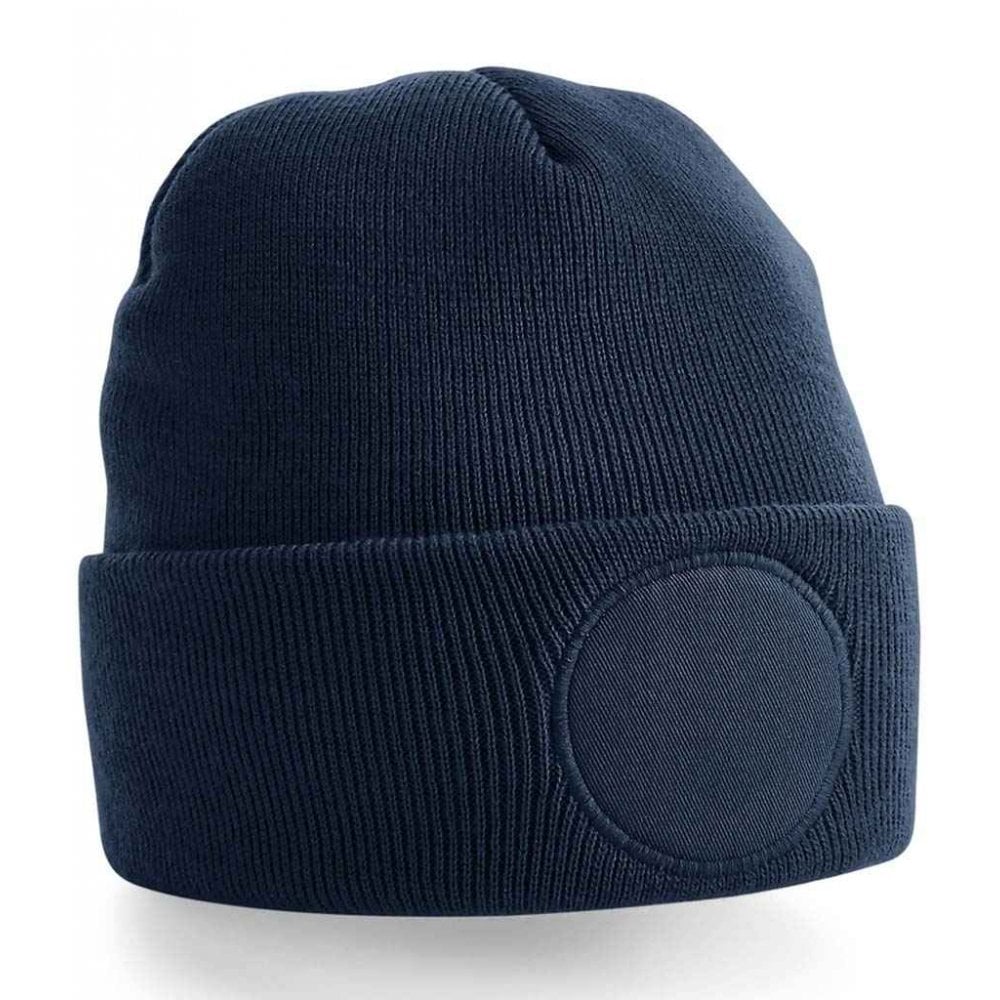 Beechfield circular patch beanie, navy, custom printed, personalised