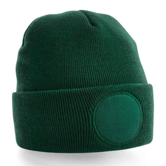 Beechfield circular patch beanie, bottle green, custom printed, personalised