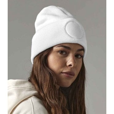 Beechfield circular patch beanie, white, custom printed, personalised