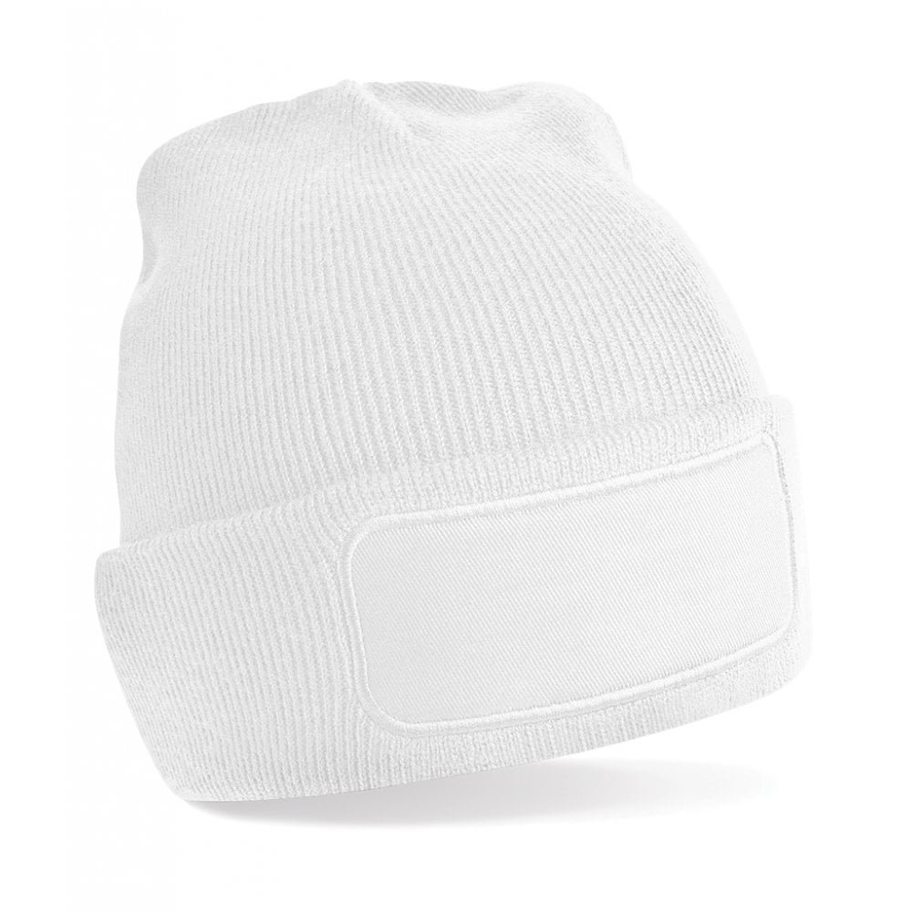 Beechfield printers beanie, white, custom printed, personalised
