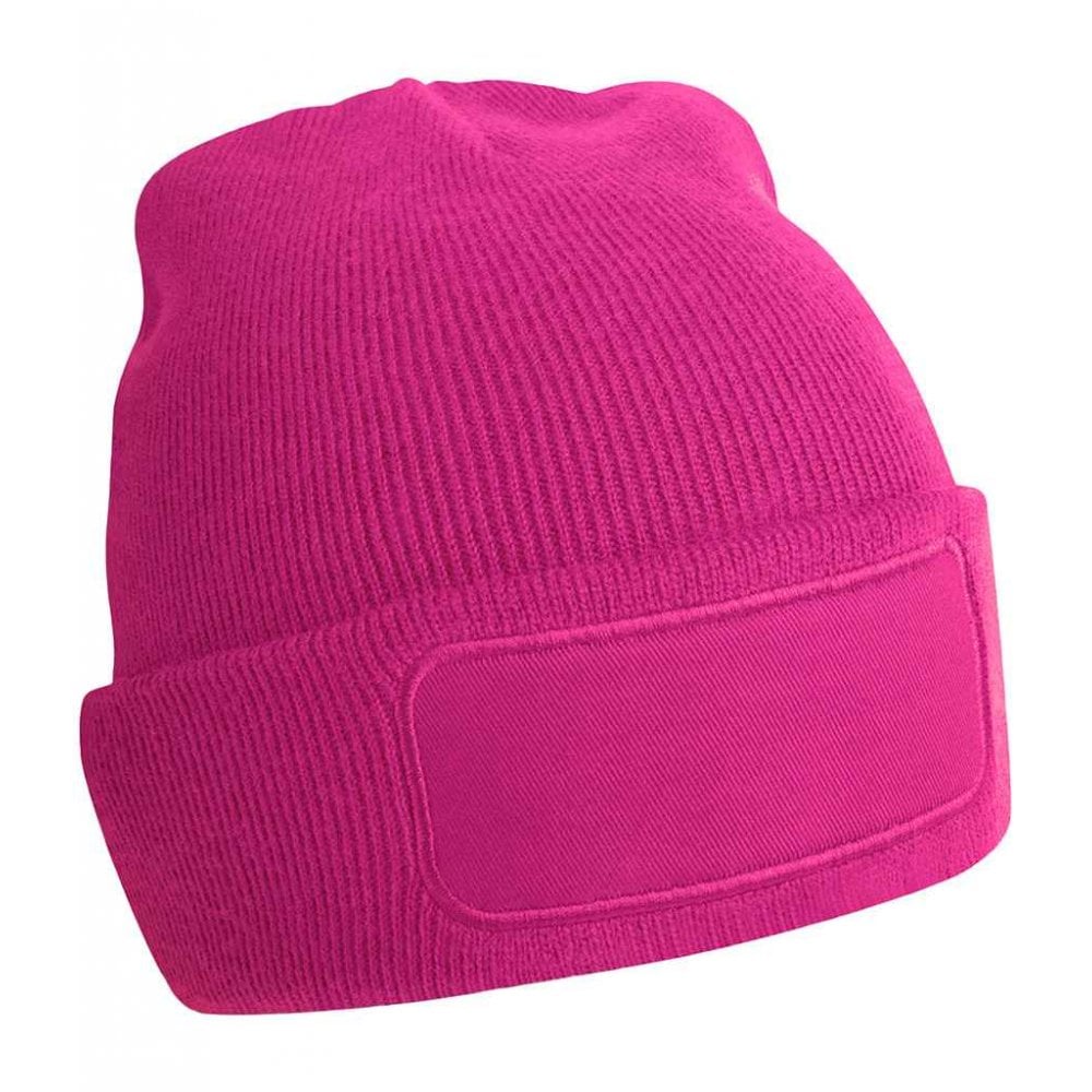 Beechfield printers beanie, fuschia, custom printed, personalised
