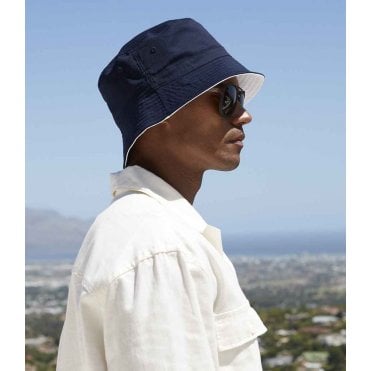 Beechfield reversible bucket hat, navy/white, for custom printing