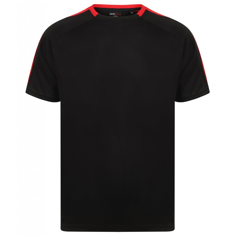 Finden & Hales Unisex Team T-Shirt, Black/Red, Custom Print