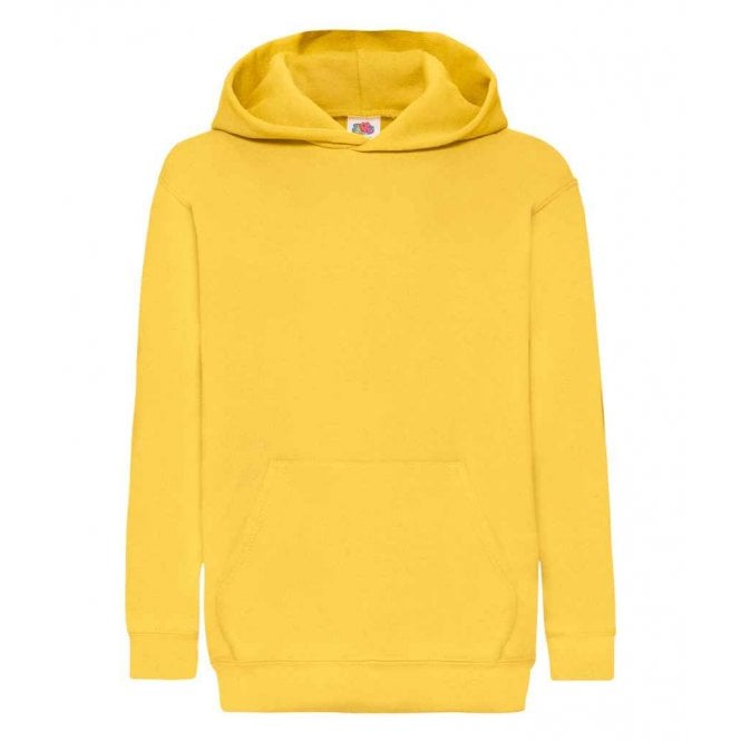 Fruit of the Loom kids hooded sweatshirt, yellow, custom printed, personalised