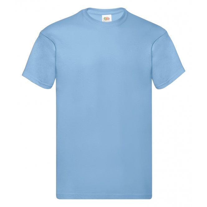 Fruit of the loom original t-shirt, sky blue, for custom printing, workwear printing, personalised workwear.