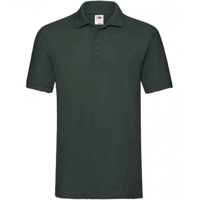 Fruit of the Loom premium cotton picque polo shirt, bottle green, for custom printing, personalisation