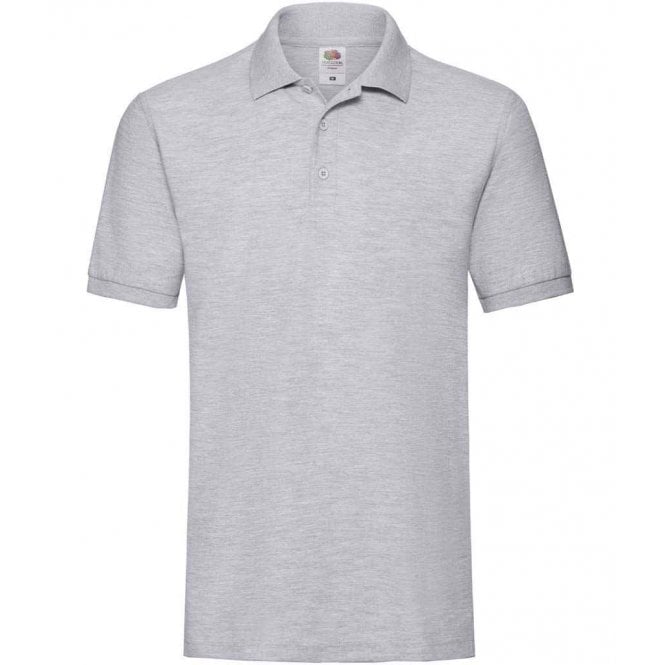 Fruit of the Loom premium cotton picque polo shirt, heather grey, for custom printing, personalisation