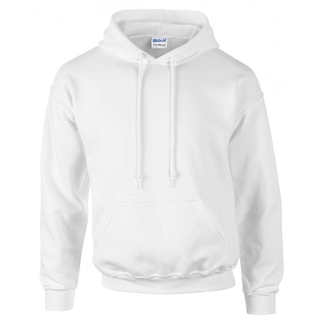 Gildan dry blend hooded sweatshirt, white, custom printed, personalised