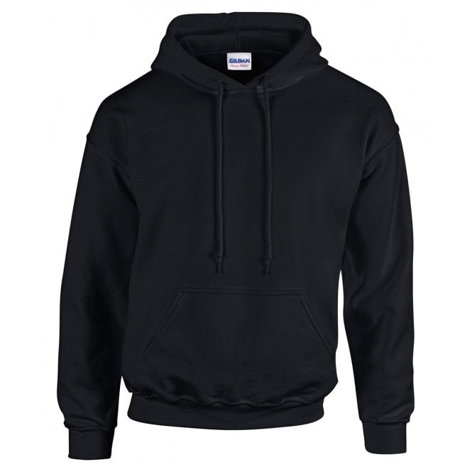 Gildan heavy blend hooded sweatshirt, black, custom printed workwear