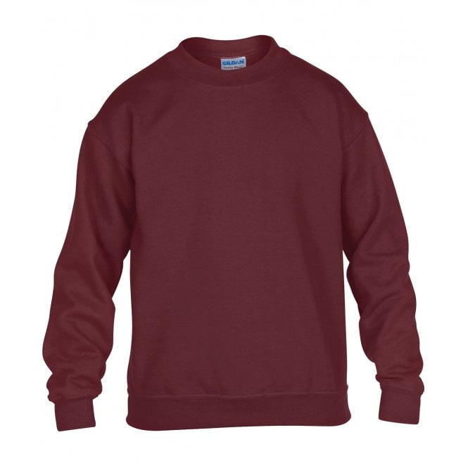 Gildan kids heavy blend drop shoulder sweatshirt, maroon, custom printed, personalised