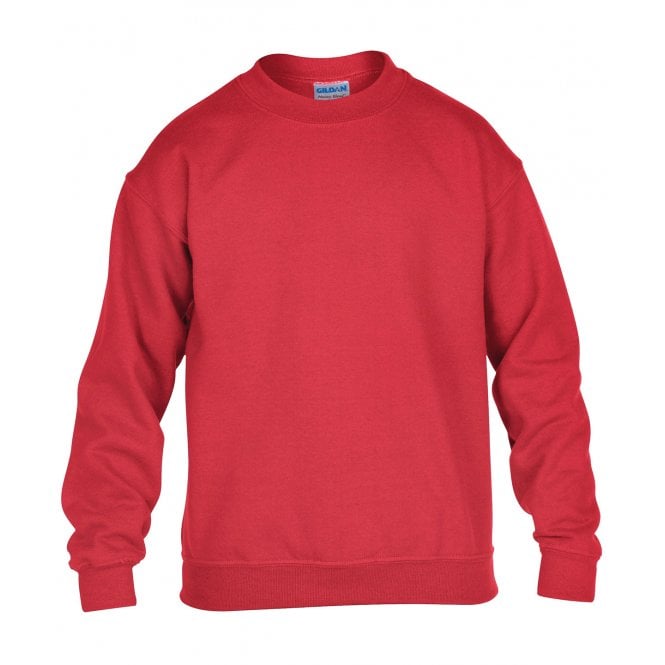 Gildan kids heavy blend drop shoulder sweatshirt, red, custom printed, personalised