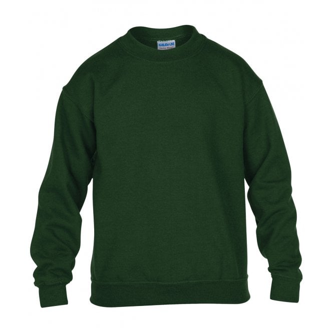 Gildan kids heavy blend drop shoulder sweatshirt, forest green, custom printed, personalised