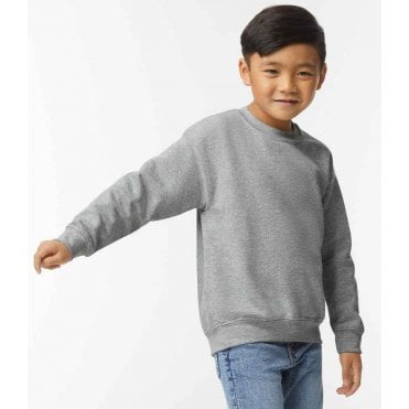 Gildan kids heavy blend drop shoulder sweatshirt, heather grey, custom printed, personalised