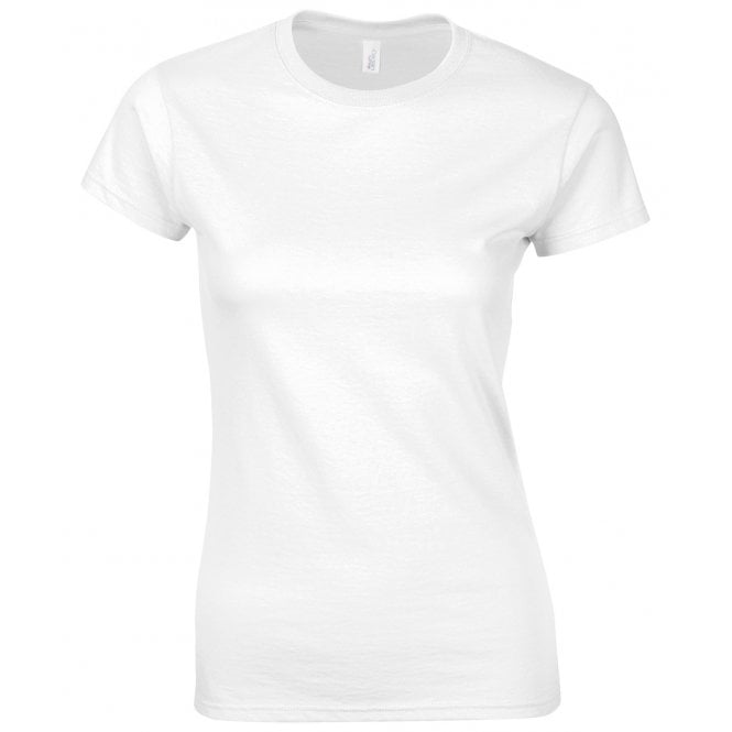 Gildan ladies softstyle midweight t-shirt, white, for custom printing