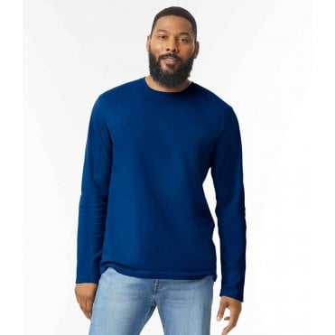Gildan softstyle long sleeve t-shirt, navy, for custom printing