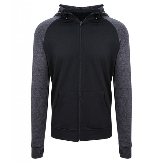 Just Cool AWDis Cool Contrast Zoodie, Black/Black Slate Melange, Custom Print