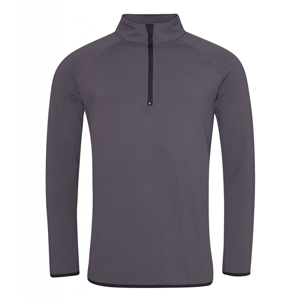 Just Cool AWDis Cool Half Zip Sweat, Charcoal/Jet Black, Custom Print