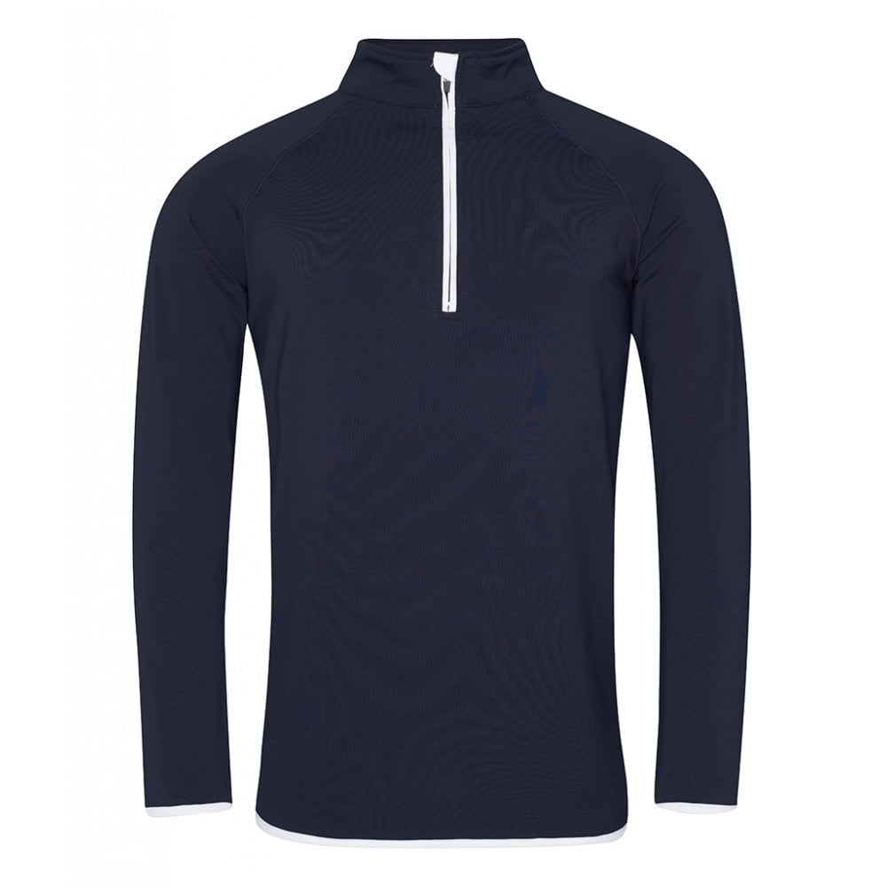 Just Cool AWDis Cool Half Zip Sweat, French Navy/Arctic White, Custom Print