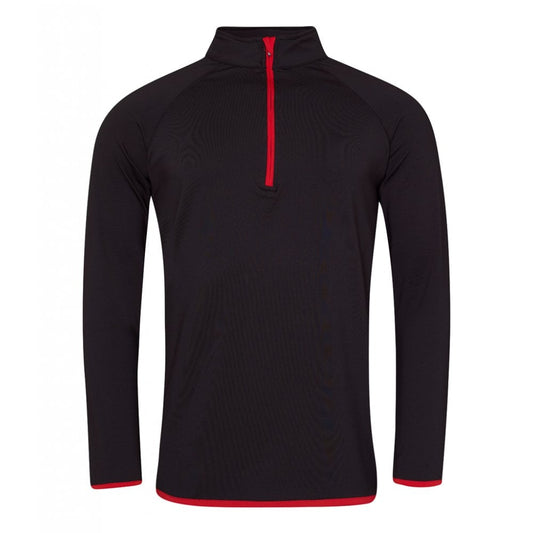 Just Cool AWDis Cool Half Zip Sweat, Jet Black/Fire Red, Custom Print
