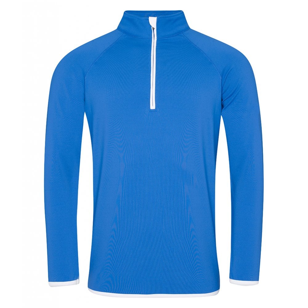 Just Cool AWDis Cool Half Zip Sweat, Royal Blue/Arctic White, Custom Print