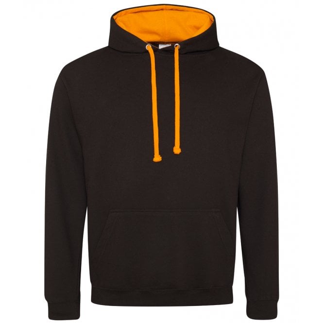 Just hoods awdis varsity hoodie black/orange, custom printed, personalised