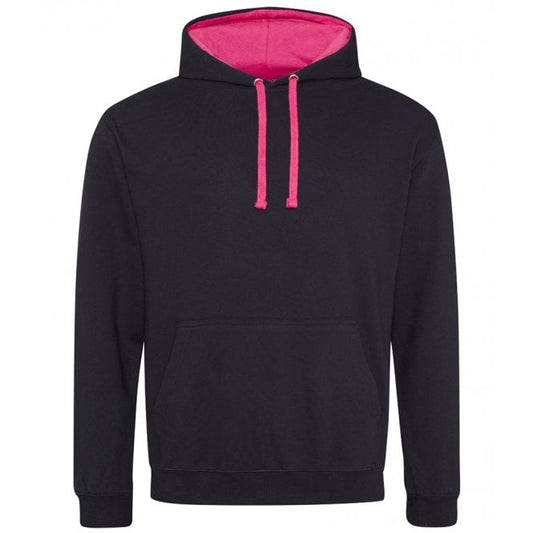 Just hoods awdis varsity hoodie black/pink, custom printed, personalised