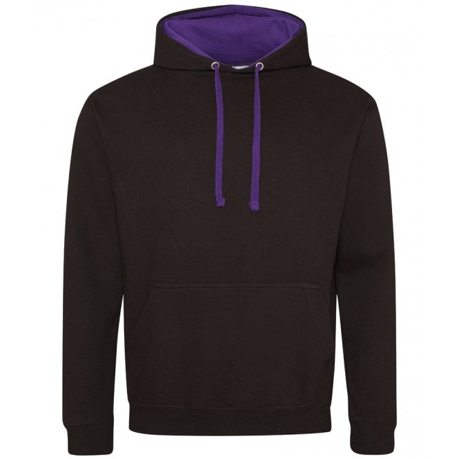 Just hoods awdis varsity hoodie black/purple, custom printed, personalised