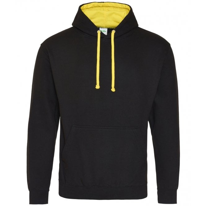 Just hoods awdis varsity hoodie black/yellow, custom printed, personalised