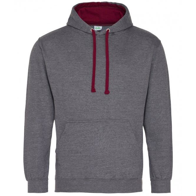 Just hoods awdis varsity hoodie burgandy/grey, custom printed, personalised