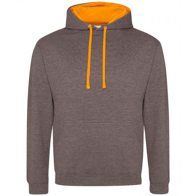 Just hoods awdis varsity hoodie grey/orange, custom printed, personalised