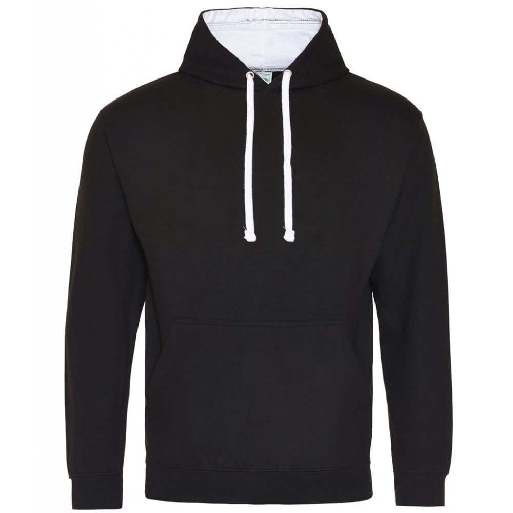 Just hoods awdis varsity hoodie black/white, custom printed, personalised