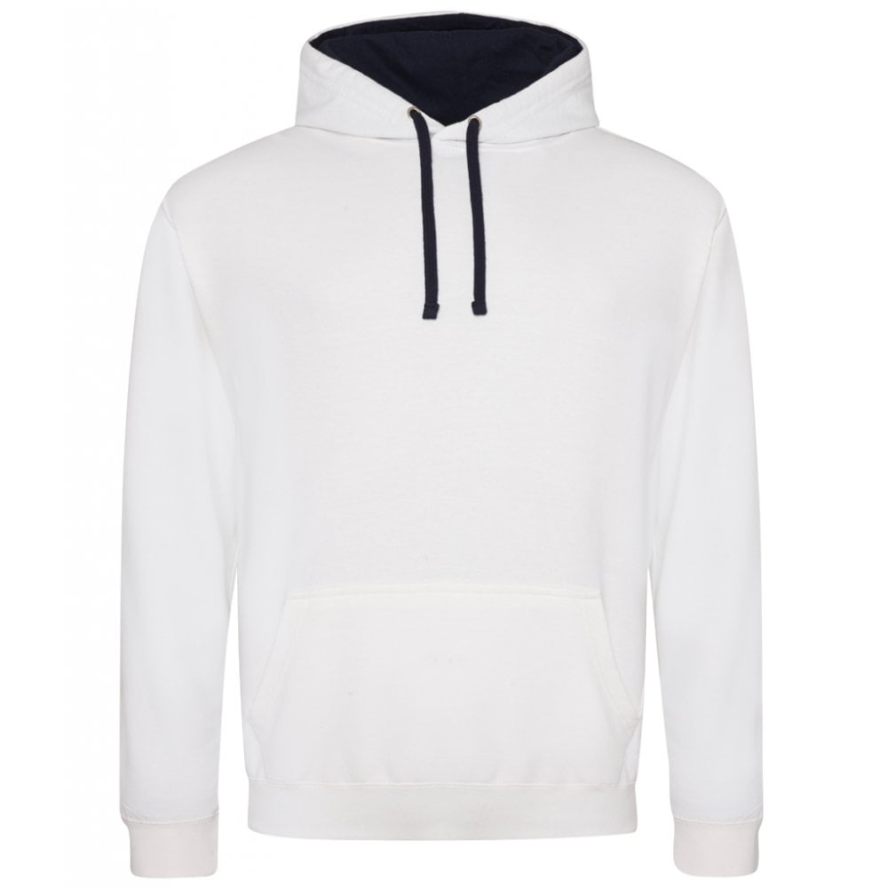 Just hoods awdis varsity hoodie white/navy, custom printed, personalised