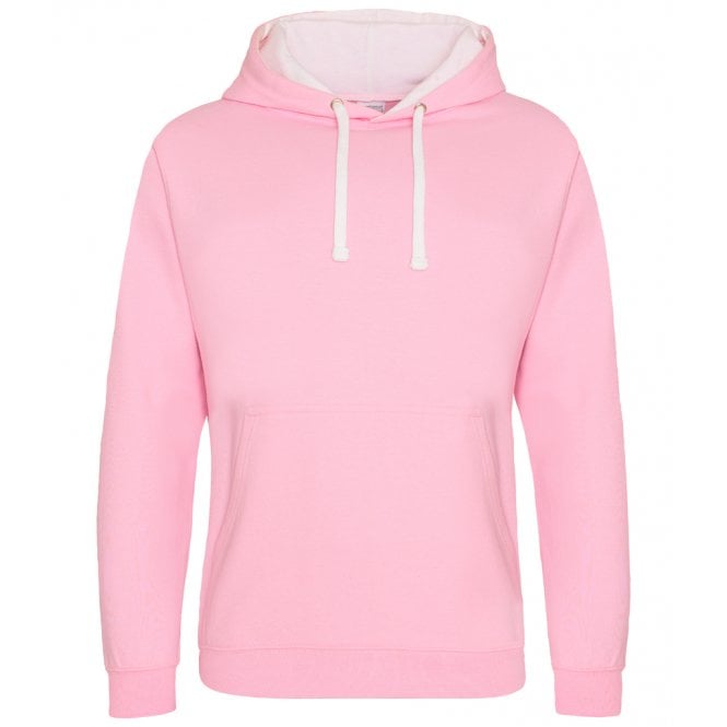 Just hoods awdis varsity hoodie pink/white, custom printed, personalised