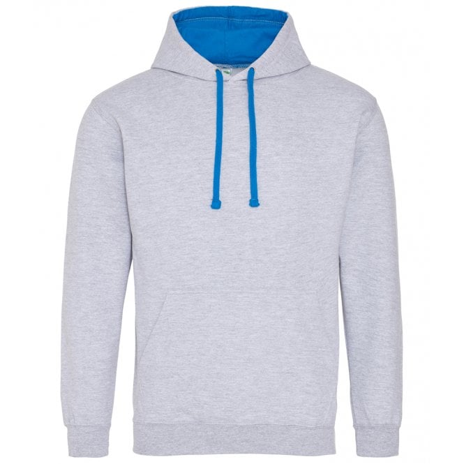 Just hoods awdis varsity hoodie heather grey/blue, custom printed, personalised