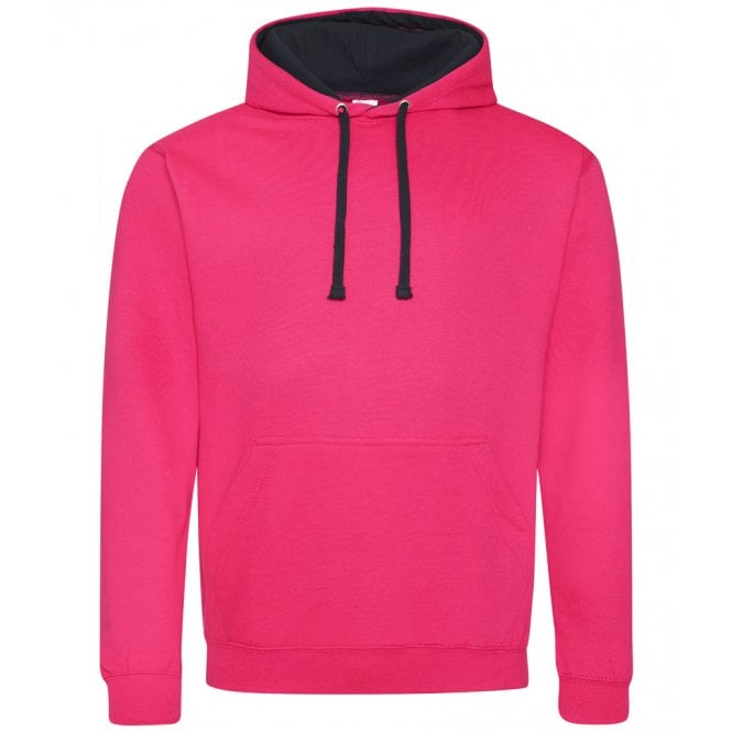 Just hoods awdis varsity hoodie hot pink/navy, custom printed, personalised
