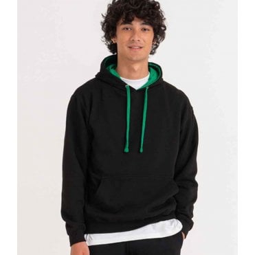 Just hoods awdis varsity hoodie black/green, custom printed, personalised
