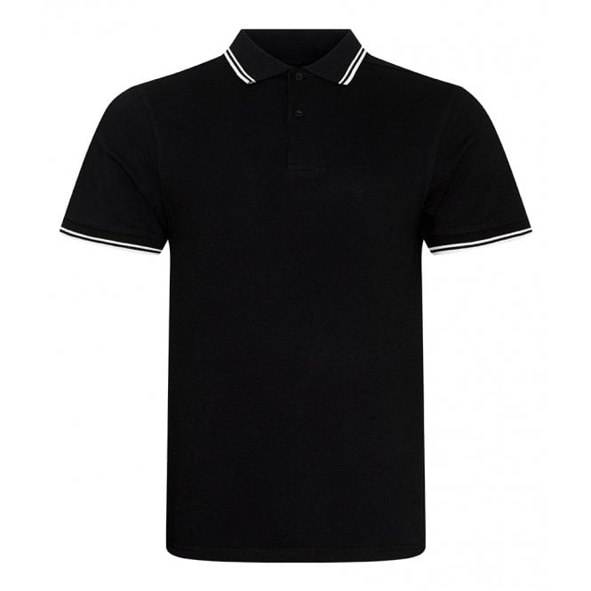 AWDis stretch tipped piqué polo shirt black/white custom print