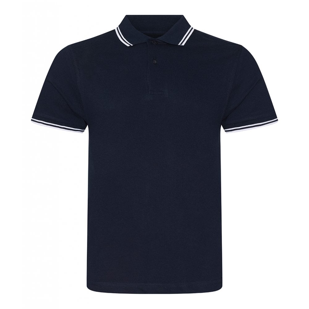 AWDis stretch tipped piqué polo shirt navy/white custom print