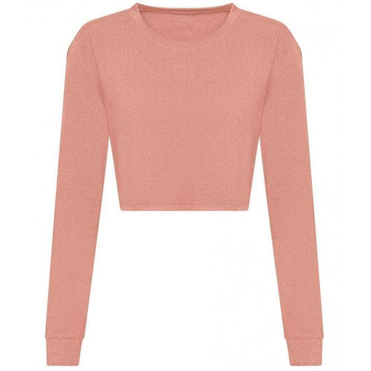 AWDis ladies long sleeve cropped t-shirt dusty pink custom print