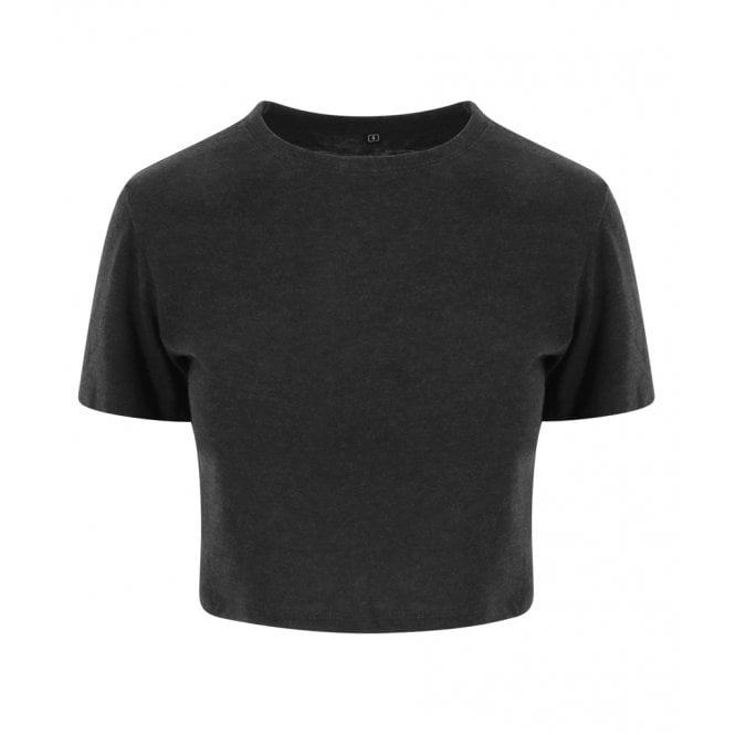 AWDis ladies tri-blend cropped t-shirt heather black custom print