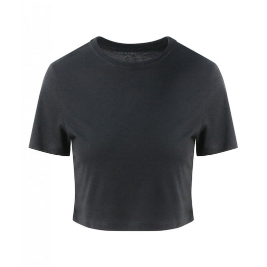 AWDis ladies tri-blend cropped t-shirt solid black custom print